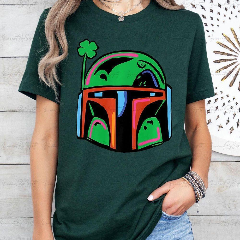 St Patricks Day Boba Fett Helmet Lucky Clover Star Wars Vuitino Apparel